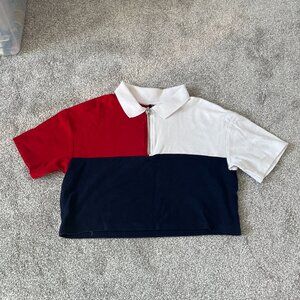 H&M Red, White, and Blue Color Block Crop Top